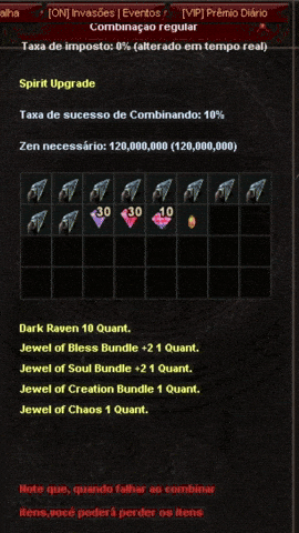 Craft do Fire Divine Spirit na Chaos Machine do Mu Zord