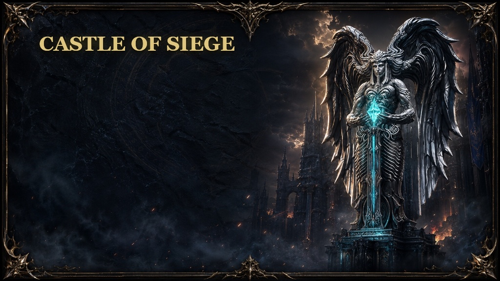 Castle of Siege — guardiã arcana diante do castelo